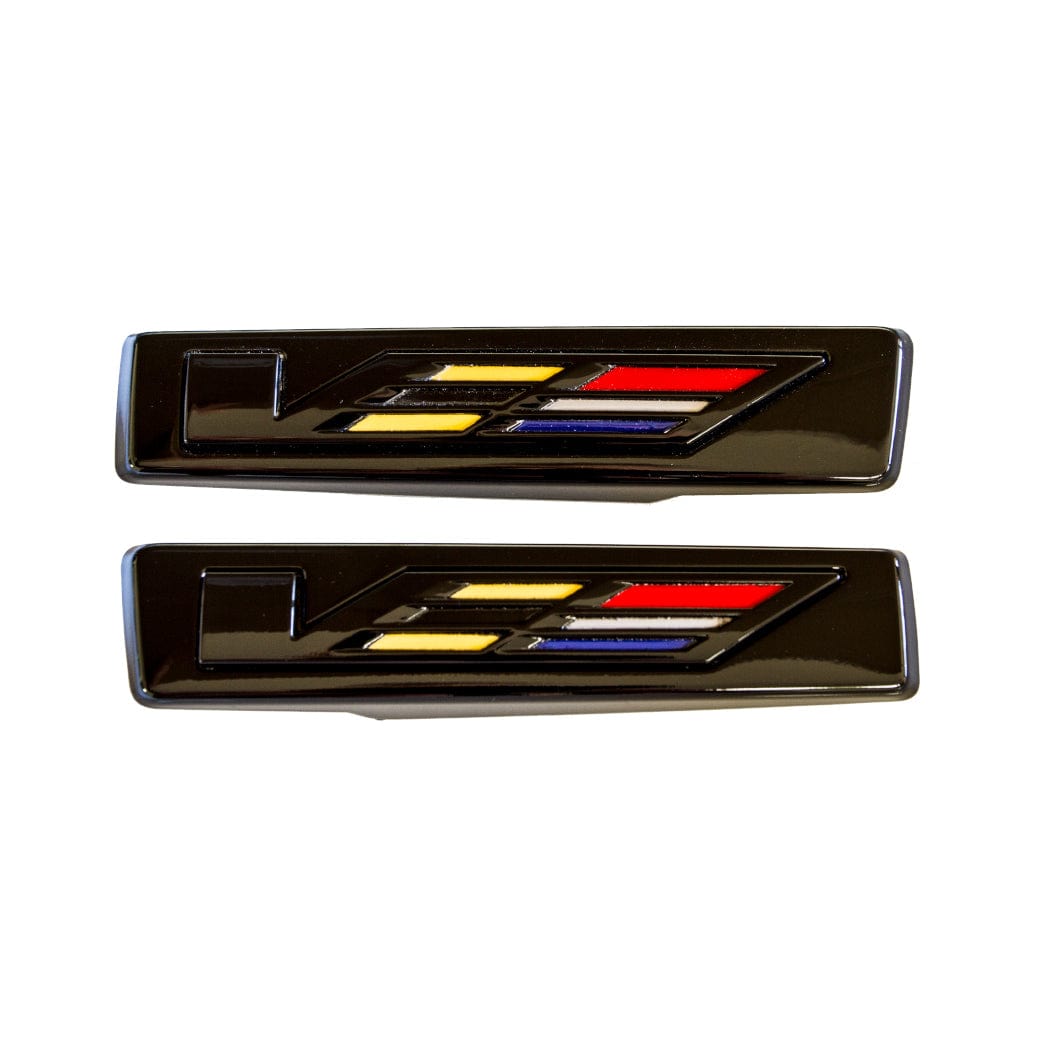 Cadillac CTS-V Blacked Out Gloss Black Side Fender Vent V-Series Logo Badges Emblems Decals CTSV CTSV3 CTS-V3