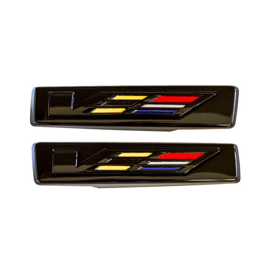 Cadillac CTS-V Blacked Out Gloss Black Side Fender Vent V-Series Logo Badges Emblems Decals CTSV CTSV3 CTS-V3