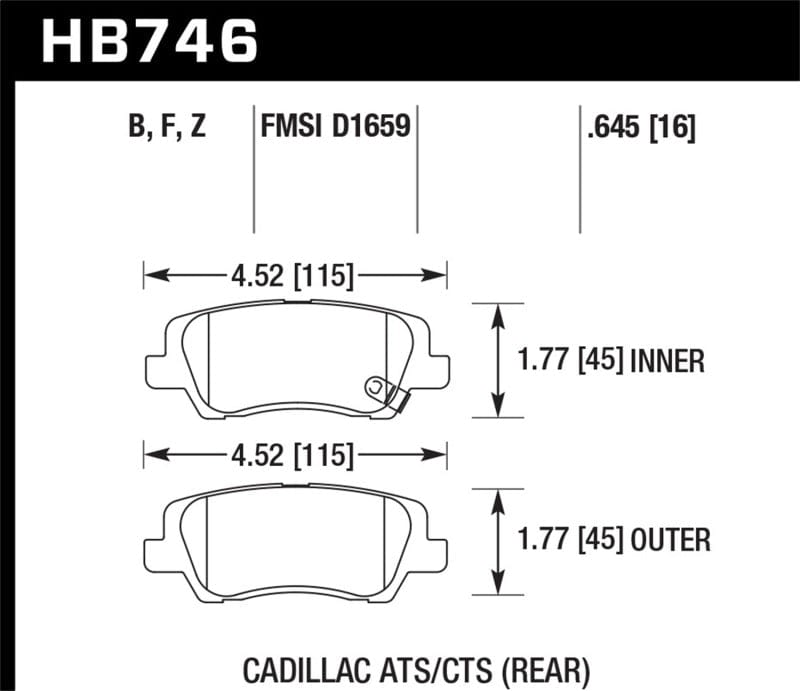 Hawk 16-19 CTS HPS Street Rear Brake Pads Hawk Performance